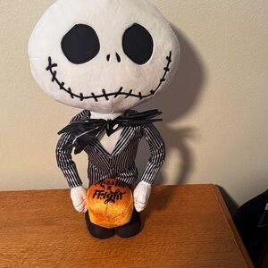 Disney Black and White Jack Skellington Plush with Orange Pumpkin